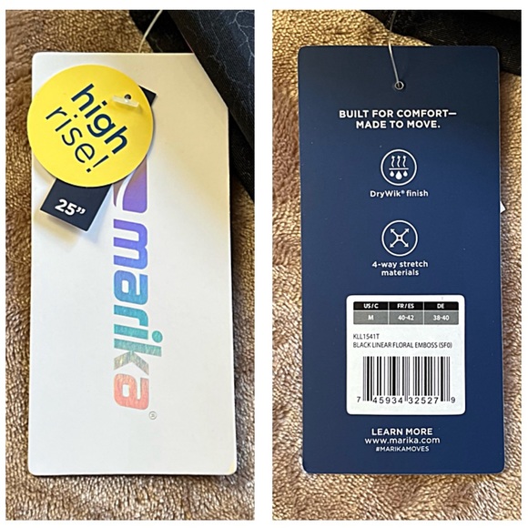 NWT MARIKA COMPRESSION HIGH RISE LEGGING 25” M Black “Contender” Floral Embossed - Picture 10 of 10